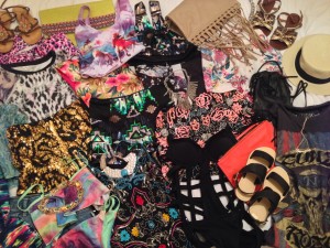 A picture of clothes being packed for Ibiza