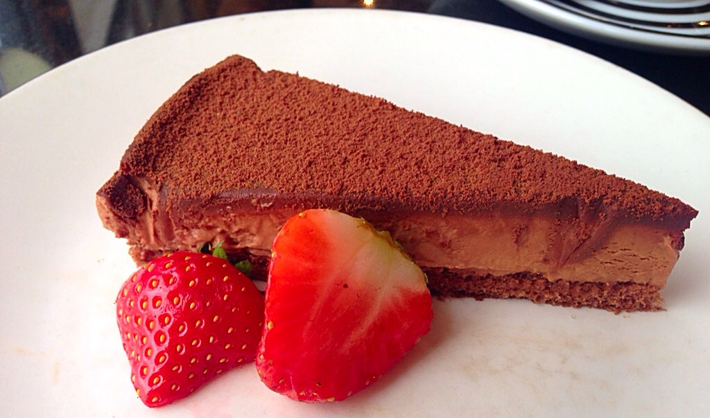 A picture of chocolate cheesecake