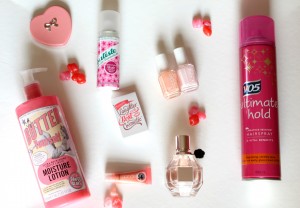A picture of pink beauty products