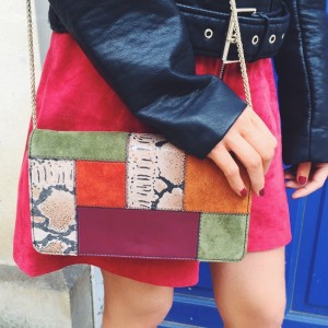 A picture of ASOS patchwork snakeskin bag