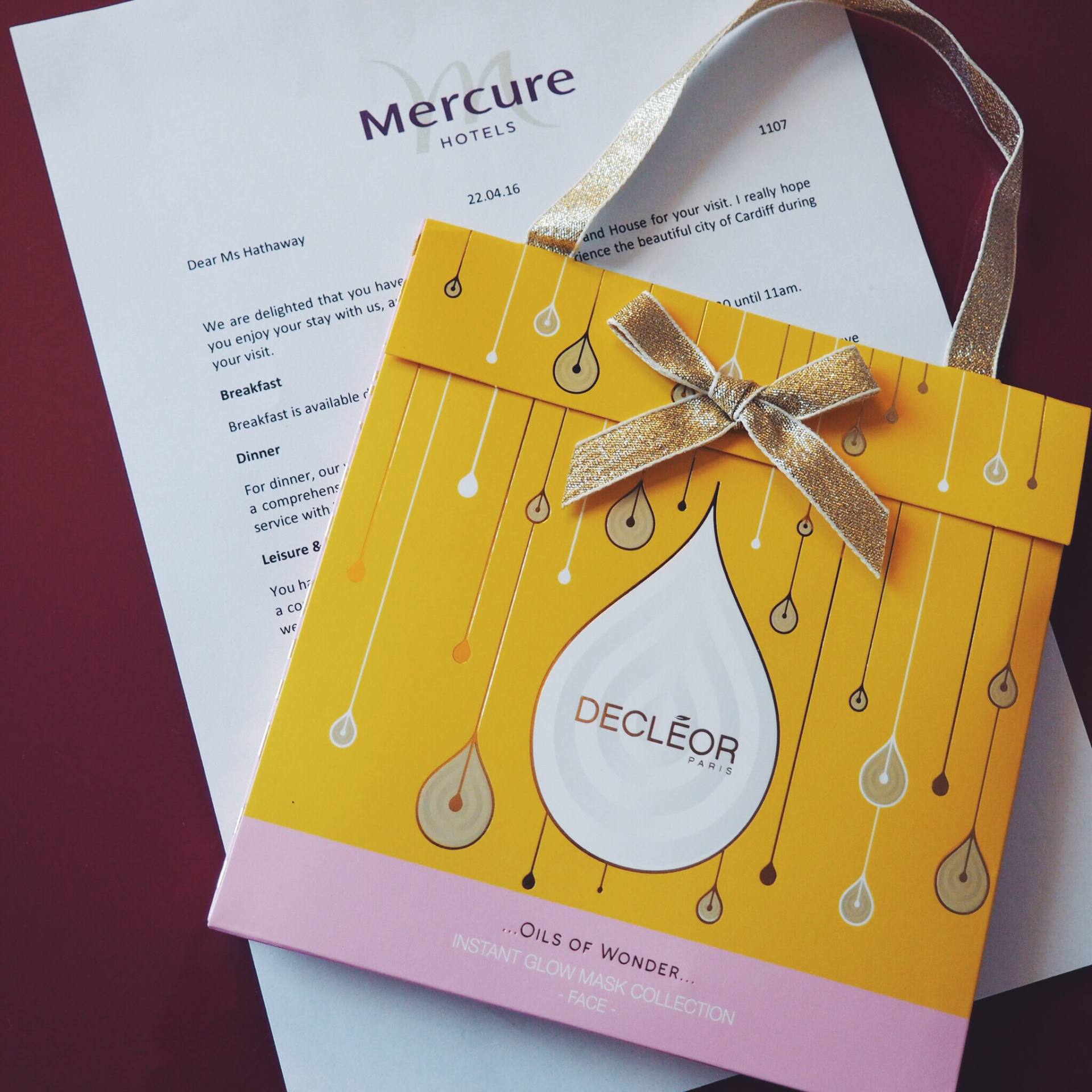 A picture of Decleor goody bag at Mercure Holland House Hotel and Spa 