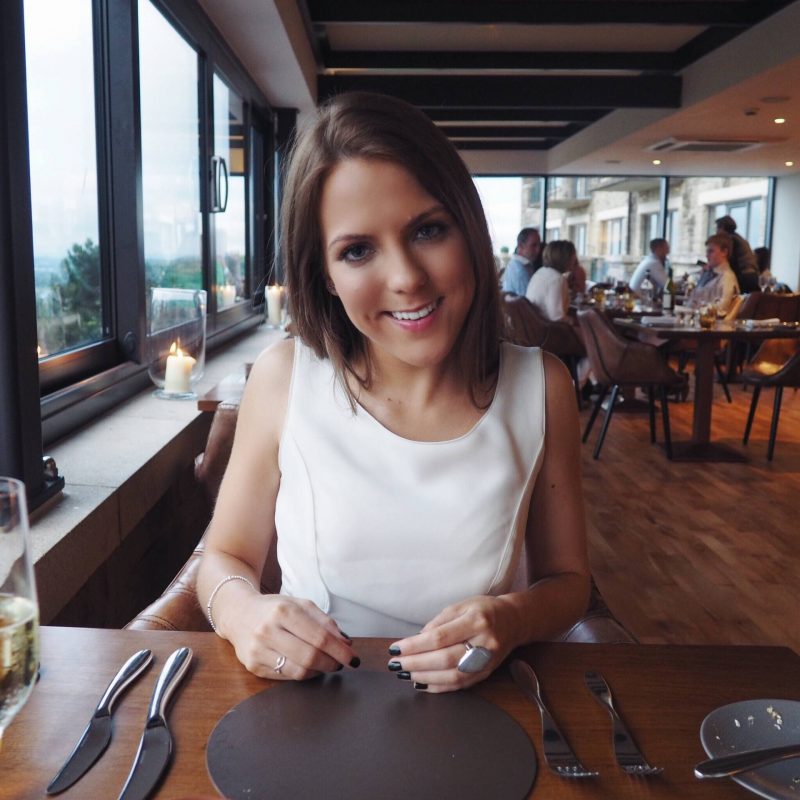 Georgia Hathaway dining at the Steak at Six restaurant