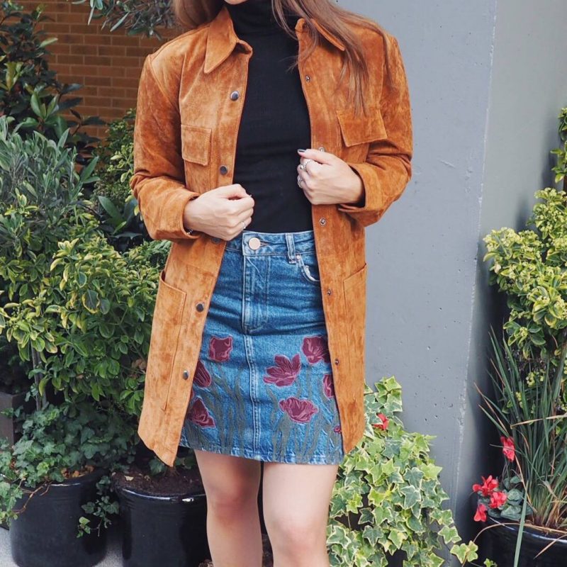 A picture of ASOS Longline Western Jacket in Suede
