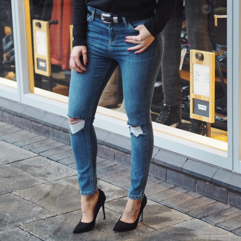 Topshop Jamie jeans, Bad Habits top and ASOS court shoes