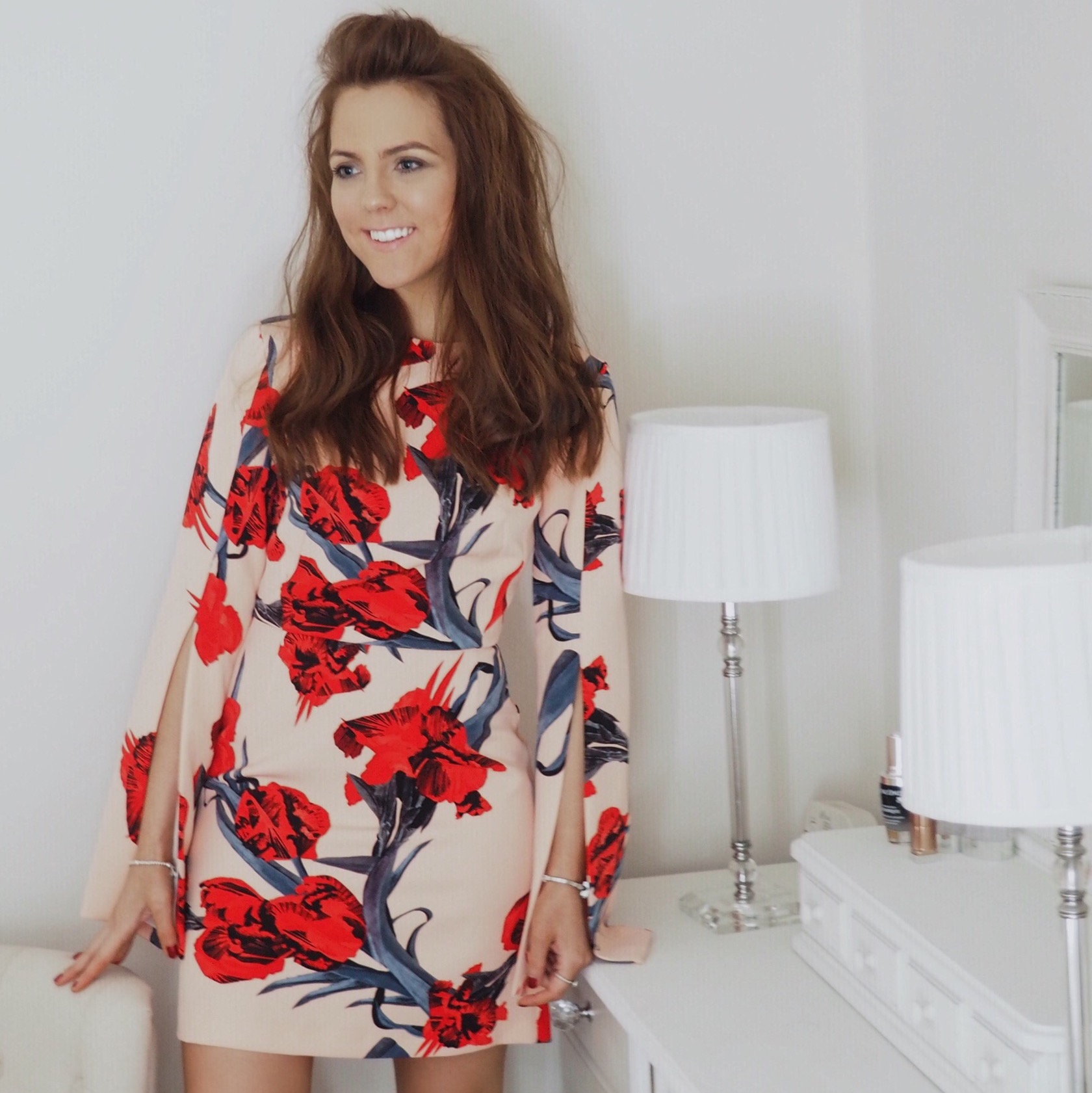 Topshop floral mini dress with split sleeves